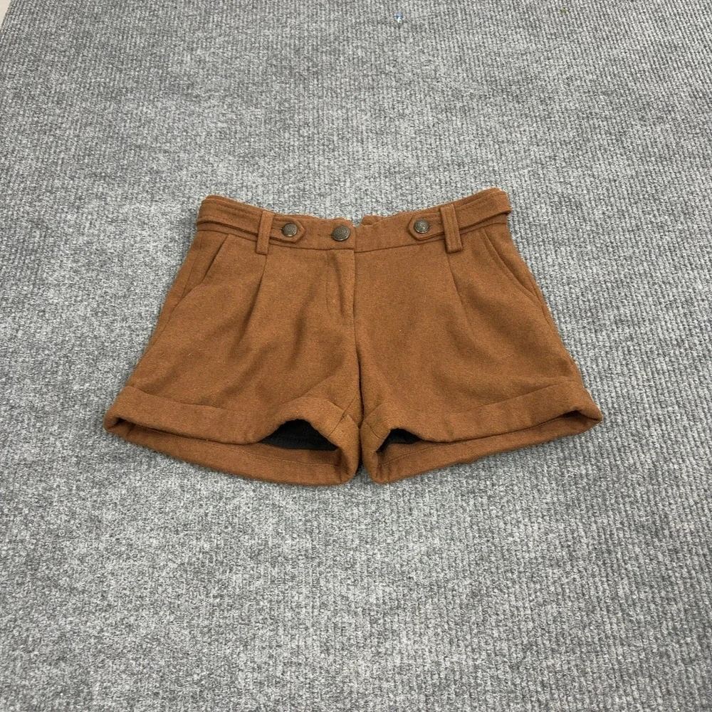 Sanctuary Shorts Womens 26 Brown Wool Blend‎ Cuffed Trouser Academia Preppy